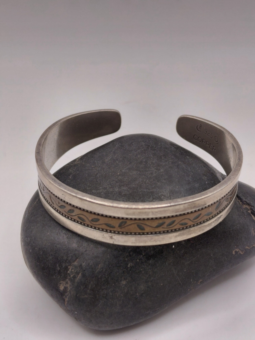 Carolyn Pollack Relios Sterling Silver  Copper Leaf Southwest Cuff Bracelet